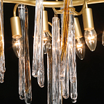 Люстра линейная золотого цвета с декоративными ветвями и длинными стеклянными подвесками в форме сосулек Droplet Chandelier варинант исполнения - 4 | Loft Concept в Уфе