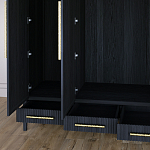 Большой Шкаф Primo Черный дуб с 3 дверьми и 3 выдвижными ящиками варинант исполнения - 7 | Loft Concept в Уфе