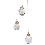 Подвесной светильник с 3-мя хрустальными плафонами Esme Crystal Brass Trio Hanging lamp варинант исполнения - 1 | Loft Concept в Уфе