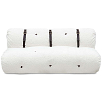 Двухместный диван без подлокотников белый с обивкой букле и ремешками из кожи Blaise Boucle Sofa варинант исполнения - 1 | Loft Concept в Уфе