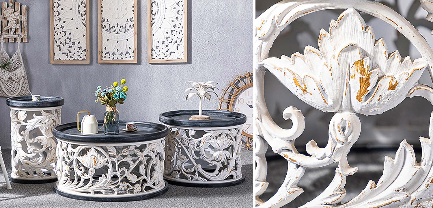 Кофейный стол Fleurette Provence Black White Side Table 63 - Loft-Concept в Уфе