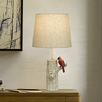 Настольная лампа с тканевым абажуром и основанием в виде птицы на дереве Simurq варинант исполнения - 2 | Loft Concept в Уфе