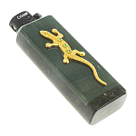 Зажигалка газовая из натурального камня Офиокальцит с декоративной металлической вставкой в виде ящерицы Metal Stone Lighters варинант исполнения - 3 | Loft Concept в Уфе