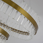 Люстра подвесная двухъярусная с золотистымыми кольцами и прозрачными стеклянными элементами Ring Horizontal варинант исполнения - 4 | Loft Concept в Уфе