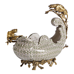 Чаша для фруктов из фарфора бронзовыми фигурками леопардов Eden Garden варинант исполнения - 1 | Loft Concept в Уфе