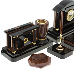 Настольный письменный набор с часами из природного камня обсидиана Peace Contract варинант исполнения - 3 | Loft Concept в Уфе