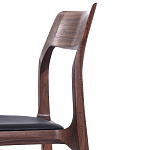 Стул деревянный с мягким сиденьем из черной натуральной кожи Moon Walnut Furniture варинант исполнения - 8 | Loft Concept в Уфе