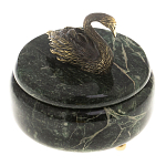 Шкатулка из натурального камня змеевик с фигуркой лебедя Stone Casket варинант исполнения - 2 | Loft Concept в Уфе