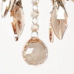 Люстра подвесная круглая с тканевым полупрозрачным абажуром и подвесками 4 лампы Gilded Elegance варинант исполнения - 6 | Loft Concept в Уфе