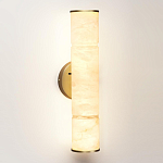 Бра с цилиндрическим плафоном из белого алебастра на круглом основании Латунь Cryptocrystalline Stone варинант исполнения - 1 | Loft Concept в Уфе