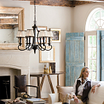 Люстра бронзового цвета с бежевыми абажурами из органзы в классическом стиле Hinkley варинант исполнения - 9 | Loft Concept в Уфе