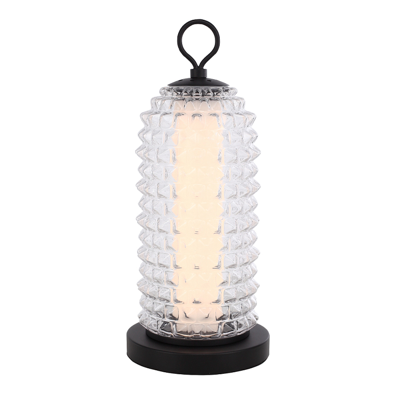 Настольная лампа с прозрачным факутрным стеклянным плафоном Sonora Прозрачный Черный в Уфе | Loft Concept 