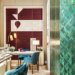 Обои ручная роспись в стиле Арт-деко Assemblage Original colourway on red silk dupion варинант исполнения - 3 | Loft Concept в Уфе