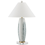 Настольная лампа овальная с тропическим принтом Stylized Aalm Leaves Motif варинант исполнения - 5 | Loft Concept в Уфе