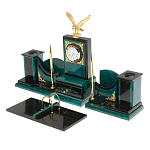 Настольный письменный набор из змеевика тёмно-зелёного цвета с декором в виде орла Successful Leader варинант исполнения - 2 | Loft Concept в Уфе