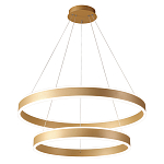 Люстра подвесная светодиодная с двумя золотистыми кольцами Диаметр 80 см Ring Horizontal варинант исполнения - 1 | Loft Concept в Уфе
