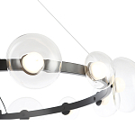 Люстра подвесная круглая с 12-ю прозрачными куполообразными плафонами и черным металлическим основанием Flos Wireline Lighting варинант исполнения - 5 | Loft Concept в Уфе