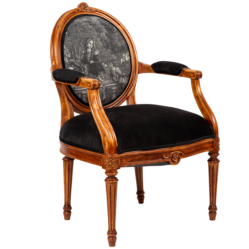 Кресло Marimon Armchair Left Черно-белый Коричневый в Уфе | Loft Concept 