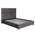 Кровать двуспальная серая с высоким мягким изголовьем Heart of the Bedroom варинант исполнения - 1 | Loft Concept в Уфе