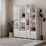 Стеллаж прямой ассиметричный с полками и 4-мя дверцами ARYA BOOKCASE WHITE варинант исполнения - 5 | Loft Concept в Уфе