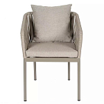 Стул серо-бежевый с декоративным плетением на спинке и подлокотниках Chair Weave варинант исполнения - 1 | Loft Concept в Уфе