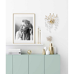 Бра золотого цвета с декоративными ветвями и прозрачными подвесками в форме листьев Droplet Chandelier варинант исполнения - 7 | Loft Concept в Уфе