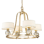 Люстра цвета латунь с 4-мя тканевыми абажурами и стеклянными шарами Quoizel варинант исполнения - 1 | Loft Concept в Уфе