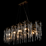 Люстра подвесная прямоугольная с бронзовыми акцентами и прозрачными стеклянными каплями Droplet Chandelier варинант исполнения - 4 | Loft Concept в Уфе