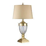 Настольная лампа со тканевым абажуром и прозрачным ребристым стеклянным основанием Quoizel варинант исполнения - 5 | Loft Concept в Уфе