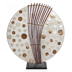 Настольная лампа из перламутра и дерева на подставке Indonesian Round Shell варинант исполнения - 2 | Loft Concept в Уфе