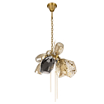 Люстра подвесная со стеклянными плафонами из дымчатого и золотистого с тремя вертикальными подвесками Gilded Mirage  варинант исполнения - 5 | Loft Concept в Уфе