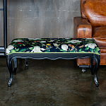 Банкетка из натурального бука черная с изображением птиц и цветов Blooming Birds варинант исполнения - 2 | Loft Concept в Уфе