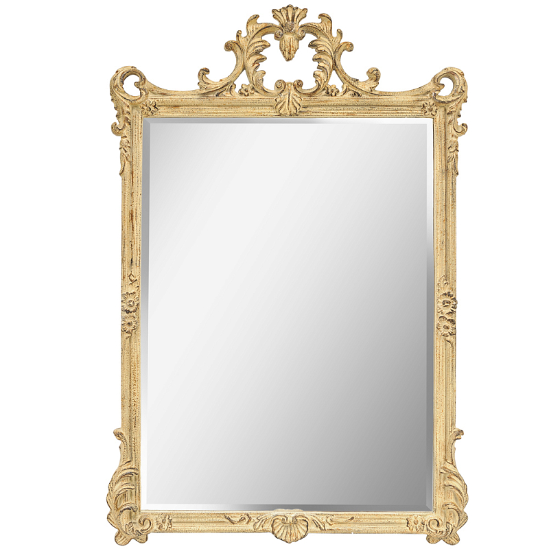 Зеркало настенное в раме бежевого цвета с эффектом старины Classic Ornament Mirror Бежевый Зеркало в Уфе | Loft Concept 