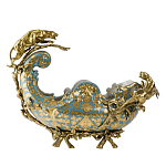 Чаша голубого цвета с оранментом и и бронзовыми фигурами леопардов Eden Garden варинант исполнения - 1 | Loft Concept в Уфе