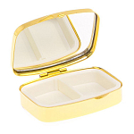 Таблетница карманная прямоугольная с 2-мя отделениями с зеркалом и накладкой из натурального камня Апатит Голубой Gold Stone Pillboxes варинант исполнения - 3 | Loft Concept в Уфе