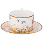 Чайная пара из фарфора с изображением собаки и зайцев 300 мл Hunting Porcelain Collection 2 варинант исполнения - 2 | Loft Concept в Уфе