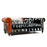 Диван Честерфильд граффити graffiti Orange Sofa натуральная кожа варинант исполнения - 1 | Loft Concept в Уфе