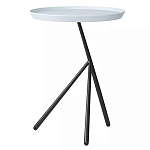 Столик приставной с круглой серой столешницей и черным основанием Round Stable Table варинант исполнения - 1 | Loft Concept в Уфе