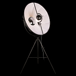 Торшер в виде прожектора с круглым тканевым абажуром на треноге черного цвета Radiance Éclat варинант исполнения - 1 | Loft Concept в Уфе