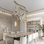 Бра с золотистой вертикальной трубкой и декоративными прозрачными листьями из стекла Sylva  варинант исполнения - 5 | Loft Concept в Уфе