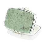 Таблетница карманная прямоугольная с 2-мя отделениями с зеркалом и накладкой из натурального камня Жадеит Silver Stone Pillboxes варинант исполнения - 2 | Loft Concept в Уфе