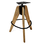 Барный стул со спинкой и металлической подставкой на 3-х деревянных ножках Горчичный Велюр Vendramin Chair варинант исполнения - 4 | Loft Concept в Уфе