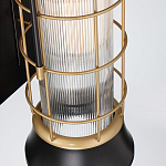 Настенный фонарь цилиндрической формы с рифленым стеклом в золотом каркасе на черном прямоугольном основании Eurofase варинант исполнения - 3 | Loft Concept в Уфе