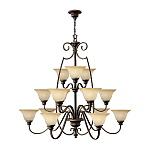 Люстра трехъярусная бронзового цвета с 15-ю кремовыми плафонами в форме чаш Hinkley варинант исполнения - 2 | Loft Concept в Уфе