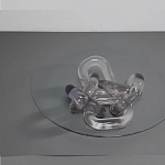 Дизайнерский журнальный стол с круглой прозрачной столешницей и основанием в виде цепи Hua Wang варинант исполнения - 2 | Loft Concept в Уфе