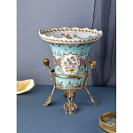 Ваза из голубого фарфора с рисунком птиц и цветов и декоративными элементами Blue Garden варинант исполнения - 6 | Loft Concept в Уфе