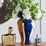 Ваза с крышкой и мазками синего и золого цвета на белом фоне Chinoiserie Ceramics варинант исполнения - 4 | Loft Concept в Уфе