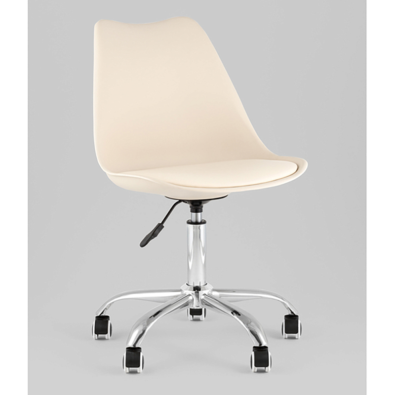 Офисный стул на металлическом основании EGGERY Beige пластик Черный Бежевый Хром в Уфе | Loft Concept 