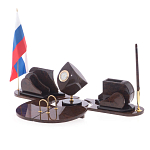 Настольный письменный набор из природного камня обсидиана коричневого Team leader варинант исполнения - 2 | Loft Concept в Уфе