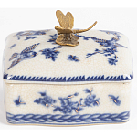 Фарфоровая шкатулка с бронзовой стрекозой Blue and White варинант исполнения - 4 | Loft Concept в Уфе